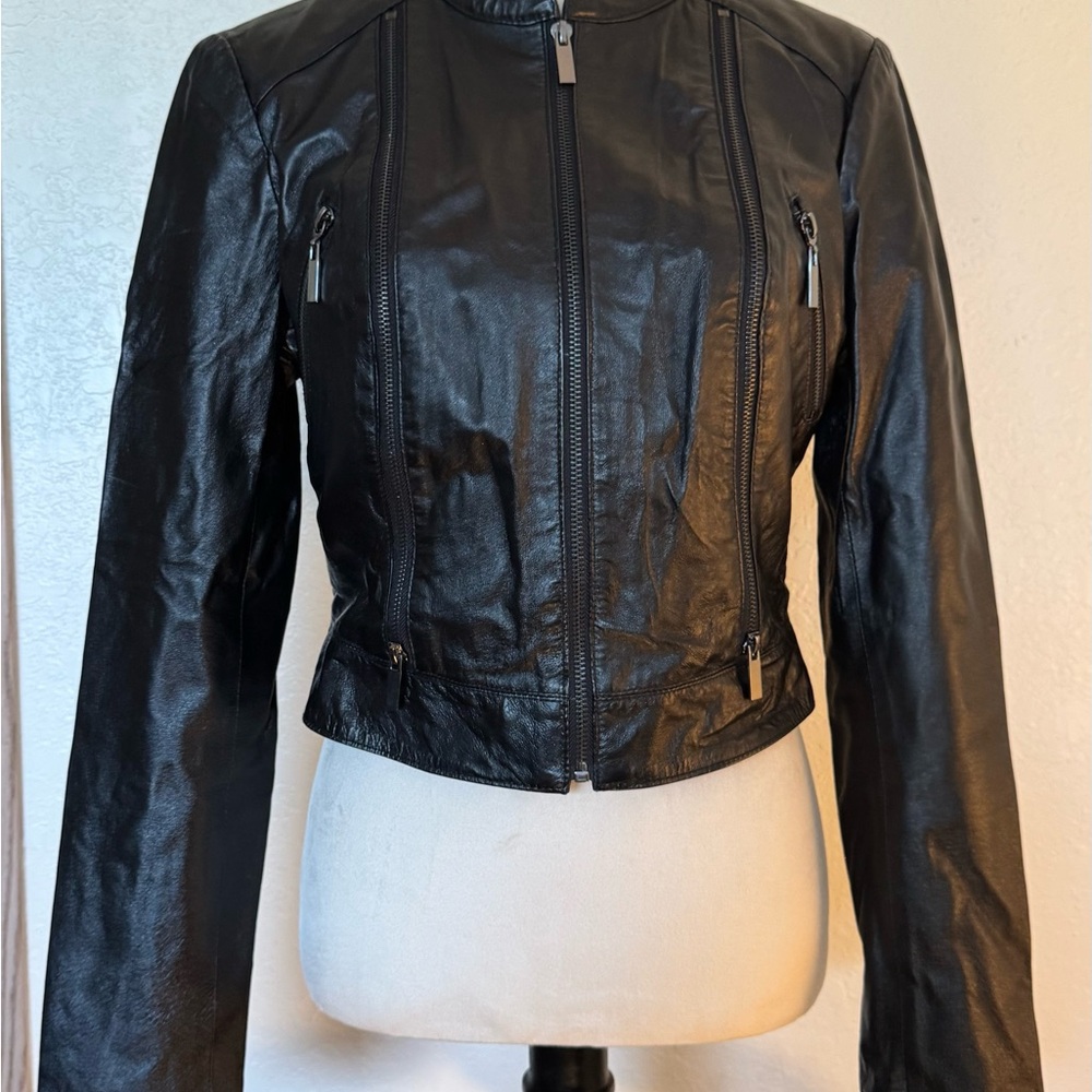 bebe Black Leather Jacket for Women
